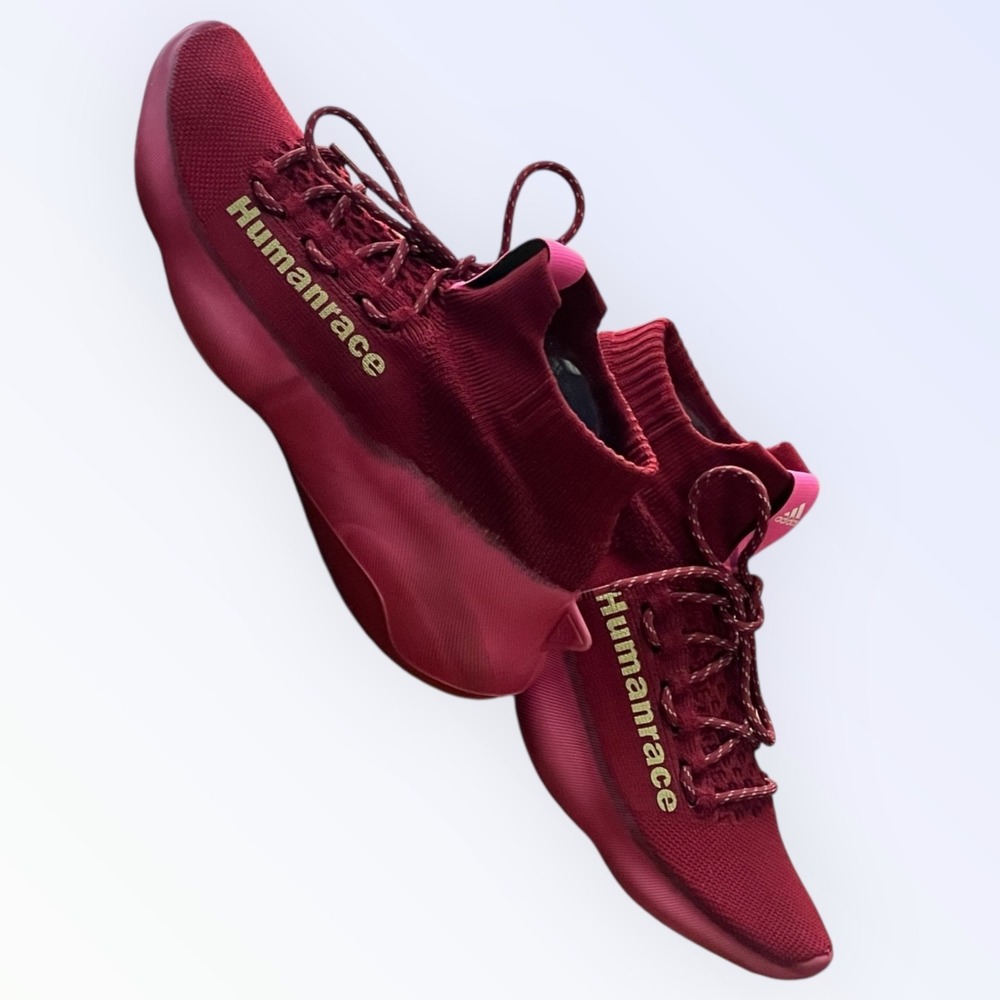 Adidas Pharrell Williams Humanrace Burgundy Knit Sneakers Men's Size 12 GW4879 - Picture 15 of 16